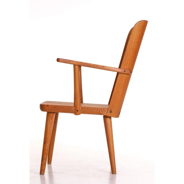 Brown Set of Swedish Pine Chairs by Göran Malmvall, 1950s For Sale - Image 8 of 9