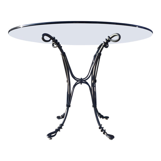 Wrought Iron Round Glass Top Dining Table | Chairish