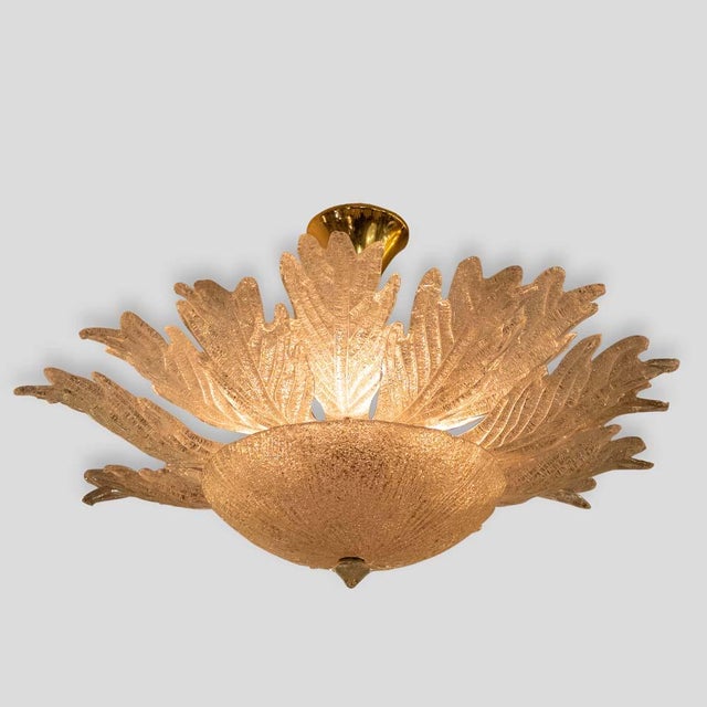 1940s Ceiling Light Leaves Murano Glass Chandelier, 1940s For Sale - Image 5 of 6
