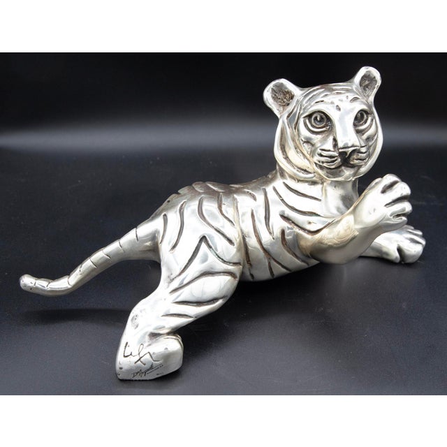 Silver D’Argenta Silver-Plated Tiger Cubs – Ricardo Del Rio – Set of Two For Sale - Image 8 of 10