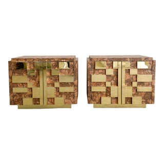 1970s Pair of Vintage Cork Nightstands Bedside Tables For Sale