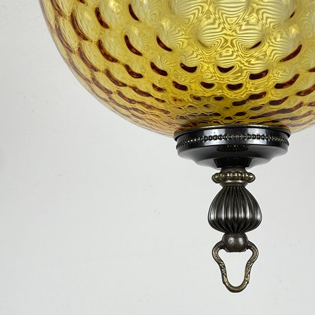 Vintage Yelllow Murano Sphere Ball Pendant Lamp, Italy, 1970s For Sale - Image 9 of 18
