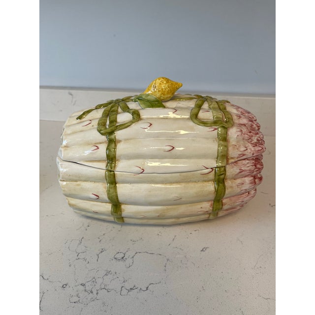 Ceramic 1960s Asparagus Form Italian Faience Tureen For Sale - Image 7 of 9