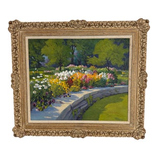 Early 20th Century Original William H. Eppens Wh Floral Landscape Framed Oil Painting For Sale