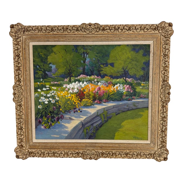 Early 20th Century Original William H. Eppens Wh Floral Landscape Framed Oil Painting For Sale
