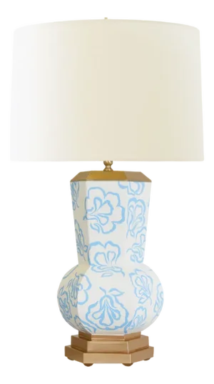 Matthew Izzo Home Catalina Bloom Handpainted Tole Table Lamp With Cream Silk Shade