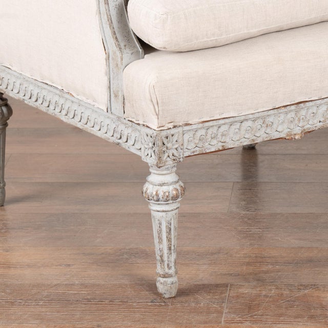 Wood Pair, Gustavian Style Wingback Arm Chairs From Sweden, Circa 1920-40 For Sale - Image 7 of 8