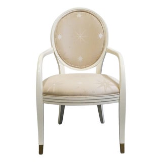 Century Furniture Villa Domain Collection Neoclassical Art Deco Maple Round Lattice Back Dining Arm Chair For Sale