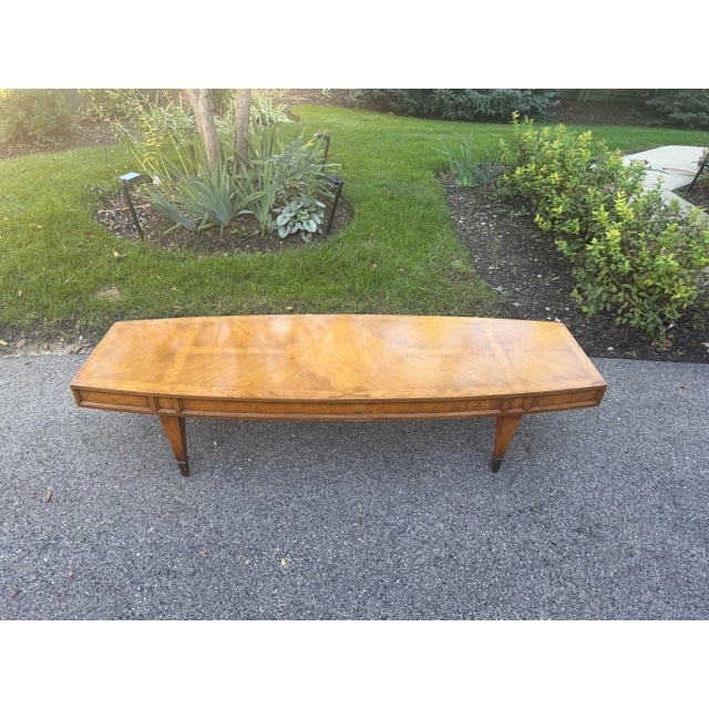 Sienna Vintage Mid-Century Modern Long Burlwood Coffee Table For Sale - Image 8 of 9