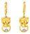 Late 20th Century 14K Yellow Gold Diamond Ruby Tiger Hanging Earrings Estate, Pair For Sale