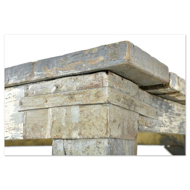 Workshop Table in Patinated Wood For Sale - Image 4 of 7