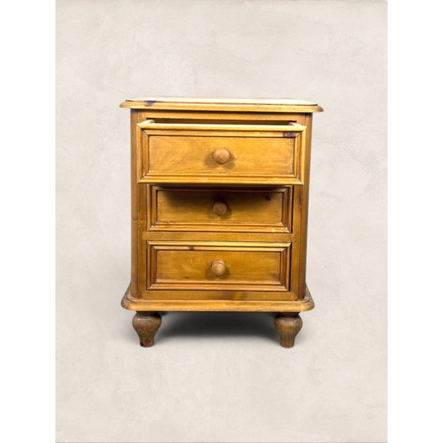 Mid-Century Modern Vintage English Small Pine Chest of Drawers For Sale - Image 3 of 12