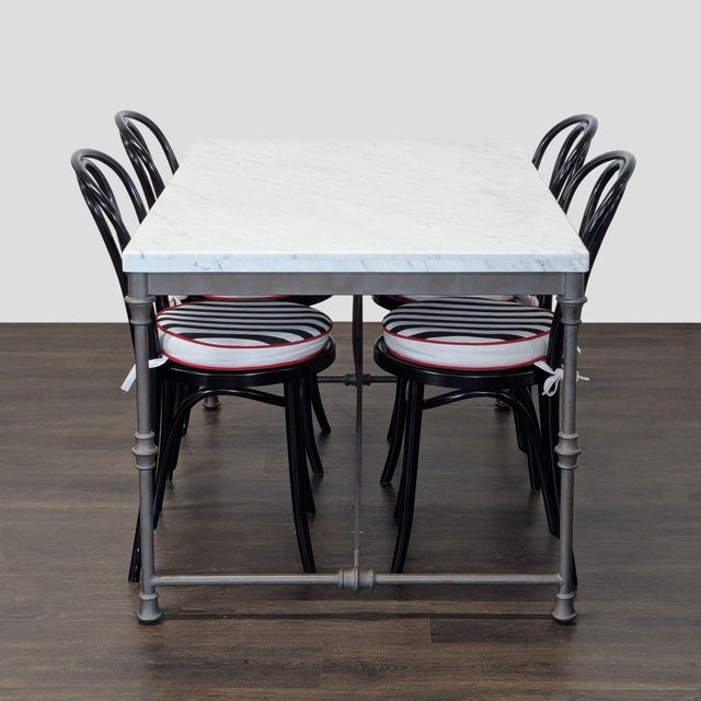 Modern Crate and Barrel Marble Top Dining Set With 4 Chairs For Sale - Image 3 of 8