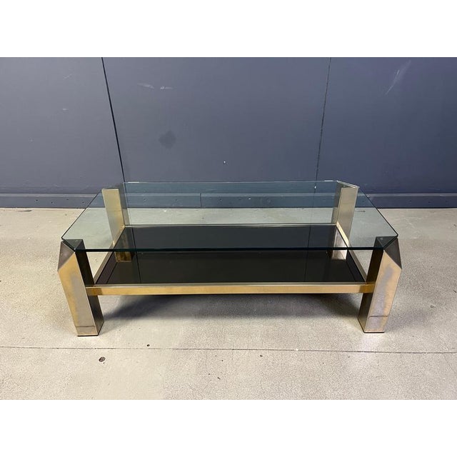 Hollywood Regency Vintage 23kt Gold-Plated Coffee Table from Belgochrom, 1970s For Sale - Image 3 of 12