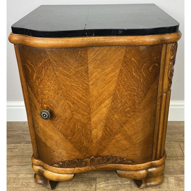 French Art Deco Bedside Tables with Marble Top, Set of 2 For Sale - Image 4 of 18