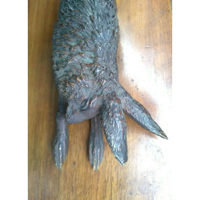 Bronze Antique 19th Century Austrian Viennese Cold Painted Vienna Bronze Nature Morte Game Sculpture of Paper Clip in the Form of Rabbit or Hare For Sale - Image 8 of 13