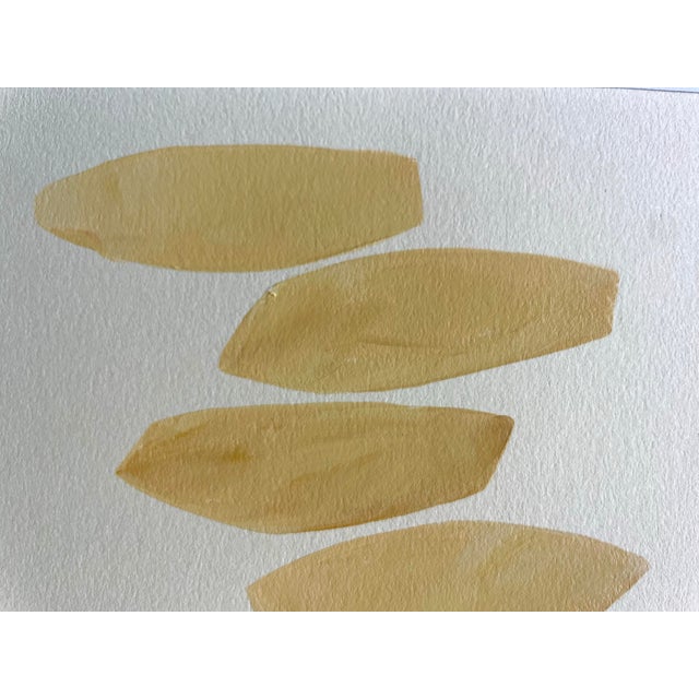 Abstract minimalist acrylic painting on French hand crafted cotton paper. Framed in a gold frame. All works on paper are...