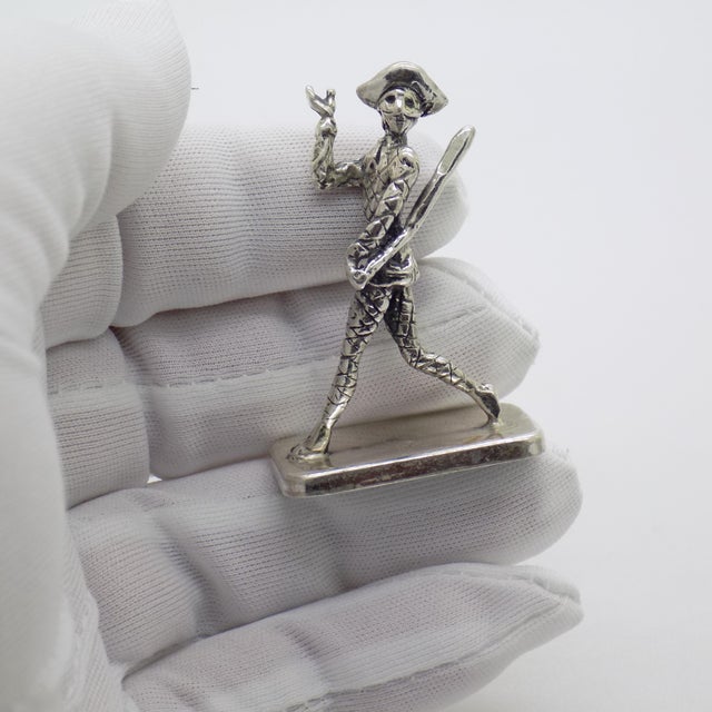 A charming vintage miniature depicting a Harlequin from the traditional Italian Carnevale, handmade in Arezzo, Tuscany,...