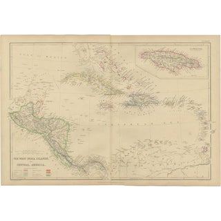Antique Map of the West Indies and Central America by W. G. Blackie, 1859 For Sale