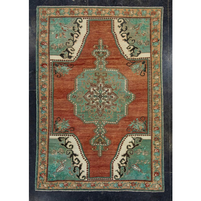 Terra Cotta Turkish Vintage Rug 4'8" x 6'10" #17982 For Sale - Image 8 of 8