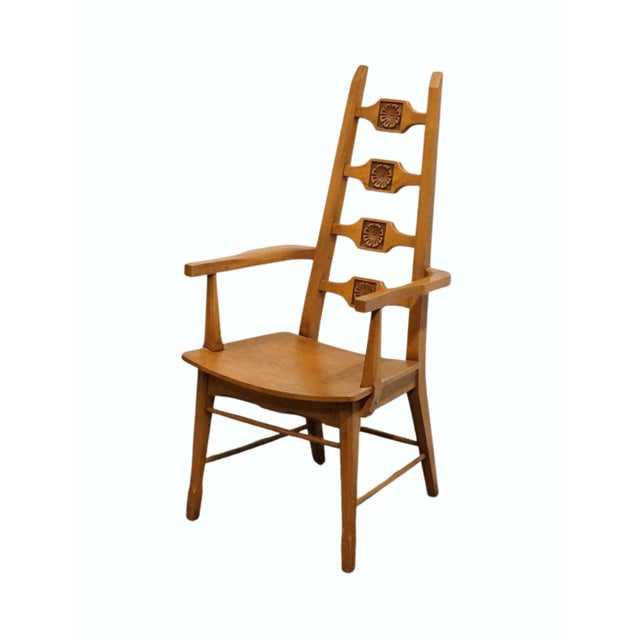 UNIQUE FURNITURE Solid Oak Southwestern Mediterranean Ladderback Dining Arm Chair 5530 – American Fiesta Finish 43.5" High...