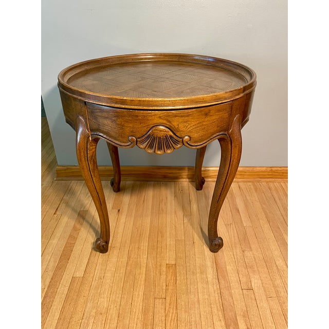Brown Baker Furniture Company Vintage Country French Oak Round Side Table - Mid 20th Century For Sale - Image 8 of 11