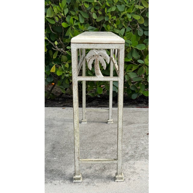 Vintage 36” Palm Beach Console Table With Sculptural Palm Tree Motif For Sale - Image 10 of 12