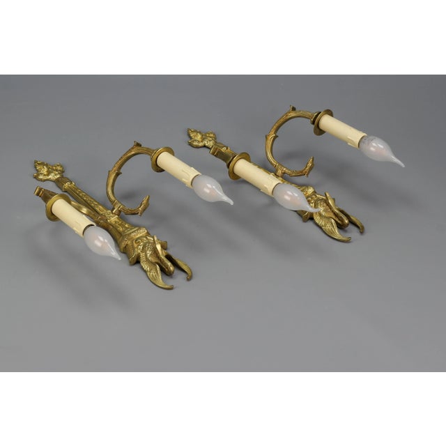 French Empire Style Gilt Bronze 2-Light Sconces, Early 20th Century, Set of 2 For Sale - Image 13 of 18