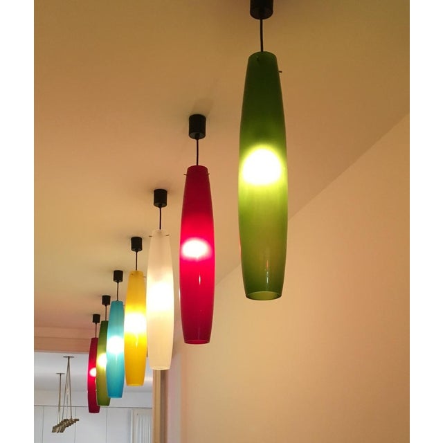 Italian Green Pendant in Murano Glass attributed to Alessandro Pianon for Vistosi, 1960s For Sale - Image 10 of 18