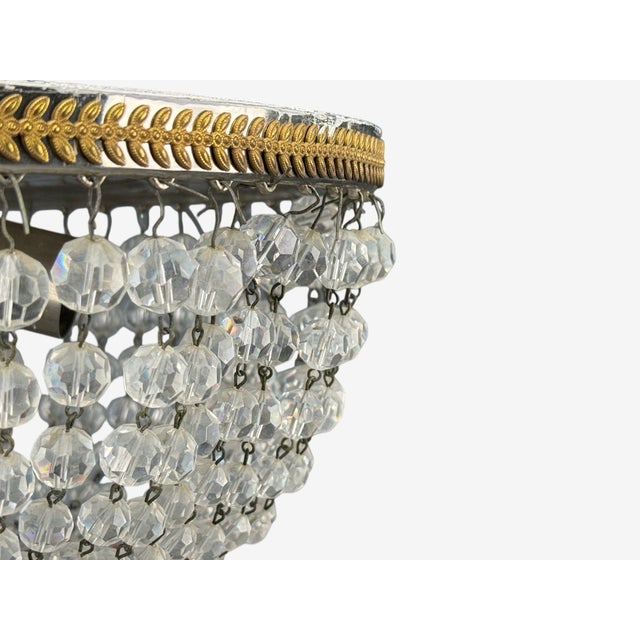 Neoclassical, Basket Flush Mount Ceiling Light, Bronze, Crystal, France, 20th C. For Sale In New York - Image 6 of 14