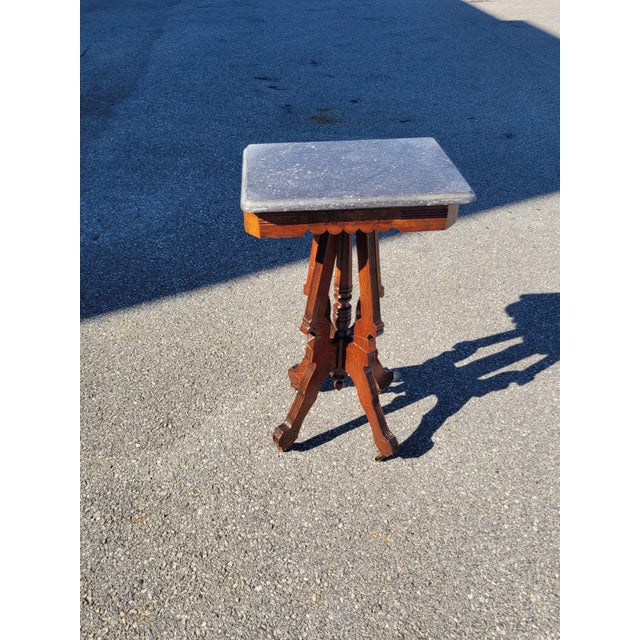 19th Century American Walnut Marble Side Table For Sale - Image 11 of 18