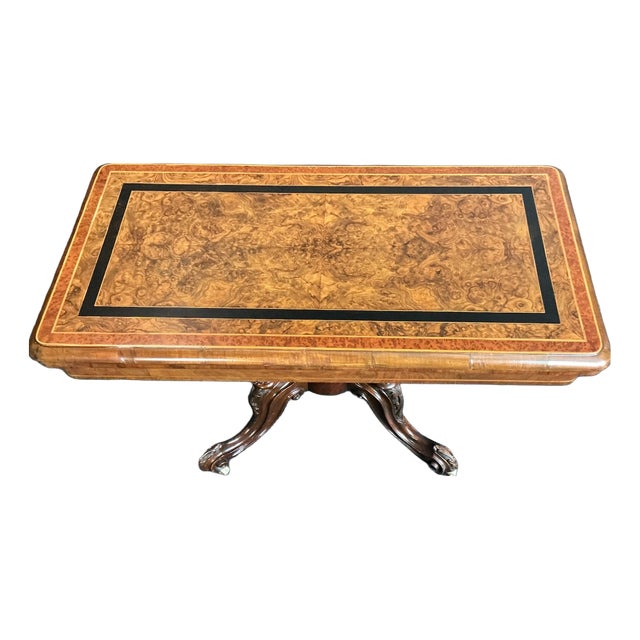 Victorian Burr Walnut Coffee Table, 1865 For Sale
