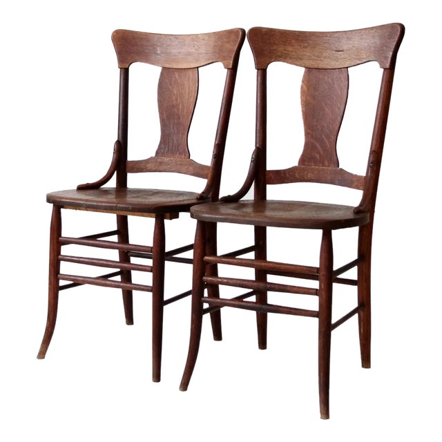 Antique Dining Chairs Pair For Sale