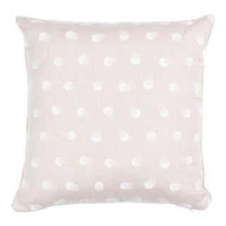 Schumacher Taylor Embroidery 14" Pillow in Ivory on Natural For Sale