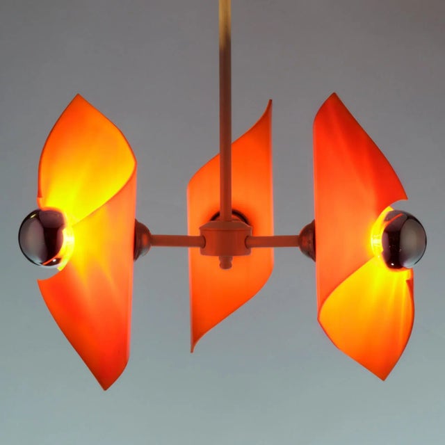 Plastic Vintage Pendant Light in Orange Plastic and Metal, 1960s For Sale - Image 7 of 8