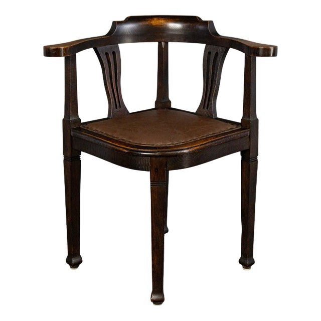 Vintage Armchair in Leatherette and Oak For Sale