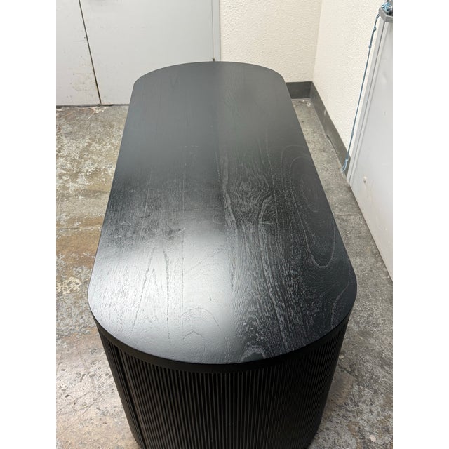 Mermelada Estudio for Cb2 Reid Oval Black Wood Storage Desk For Sale In San Francisco - Image 6 of 12