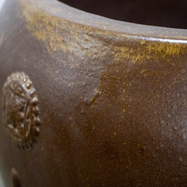 Late 20th Century Architectural Large Ceramic Pot or Planter Asian Me-Kong Style Glazed Made in Vietnam For Sale - Image 17 of 18