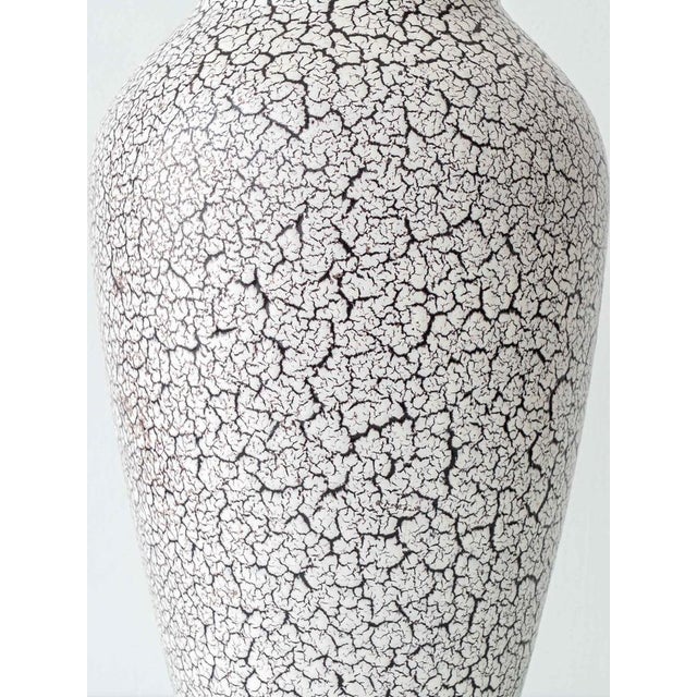 Black Vintage Jasba Cortina Black and White Crackle Ceramic Table Lamp, New Black Linen Lampshade For Sale - Image 8 of 17