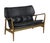 Mid-Century Modern Matthew Izzo Home Helsinki Slate Leather Love Seat For Sale - Image 3 of 3