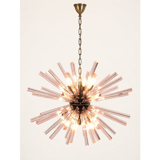 Metal Sputnik Pendant Light with 50 Pink Glass Prisms from Justfurnituress SRL For Sale - Image 7 of 10