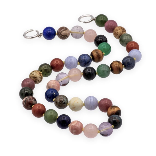 1980s Tiffany & Co. Paloma Picasso Silver Multicolored Gemstone Bead Necklace 1980's For Sale - Image 5 of 7
