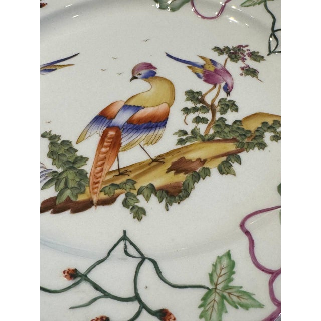 1970s Pasargad DC Decorative Port Royal Bird Peacock Cherry Blossom Leaf Plate Tropical Plate For Sale - Image 4 of 4