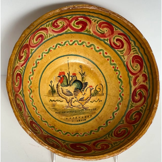 Charming vintage salad bowl with matching stencils, all hand painted over wood. The outside perimter of bowl reads, "...