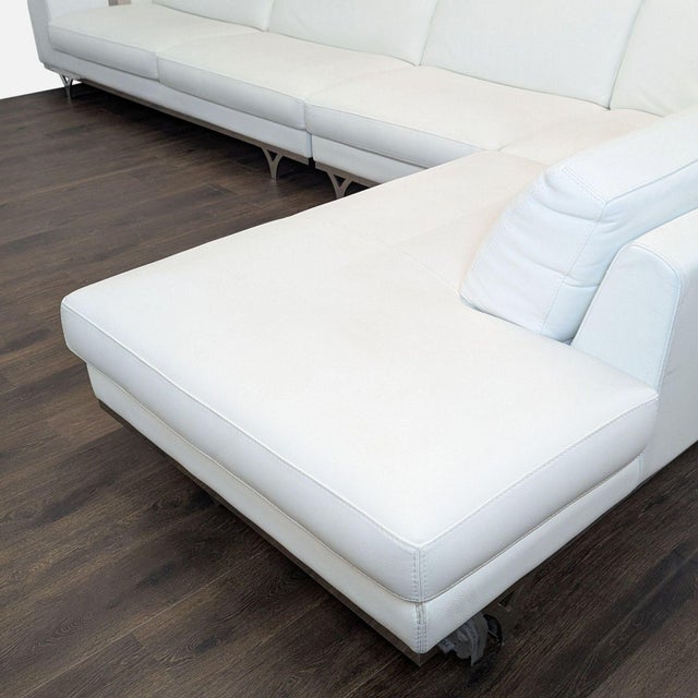 Roche Bobois Roche Bobois White Italian Leather Sectional Sofa With Chaise For Sale - Image 4 of 8