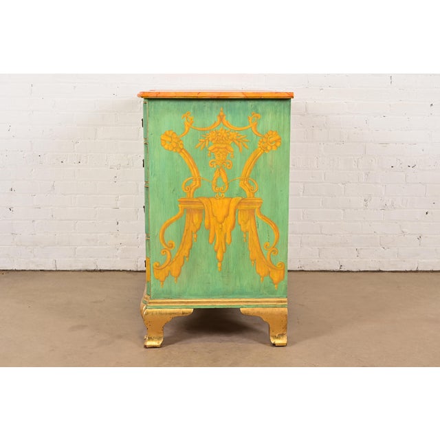 Kindel Furniture Georgian Hand-Painted Block Front Chest of Drawers For Sale - Image 13 of 15