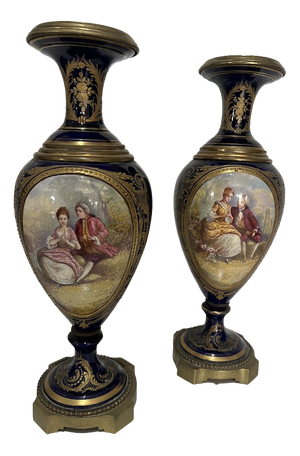 Louis XVI Style Fine Earthenware Vases, Set of 2