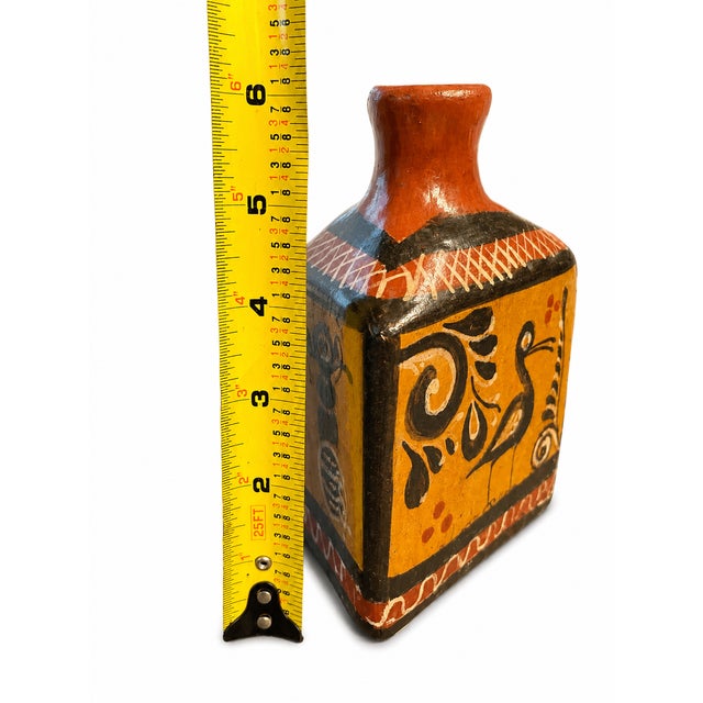 Vintage 1960s–1970s Tonalá-Style Hand-Painted Folk Art Pottery Bottle Vase For Sale In San Diego - Image 6 of 8
