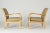 Bodafors Set of Birch and Linen Lounge Chairs by Axel Larsson for Bodafors, Sweden, 1930s For Sale - Image 4 of 12