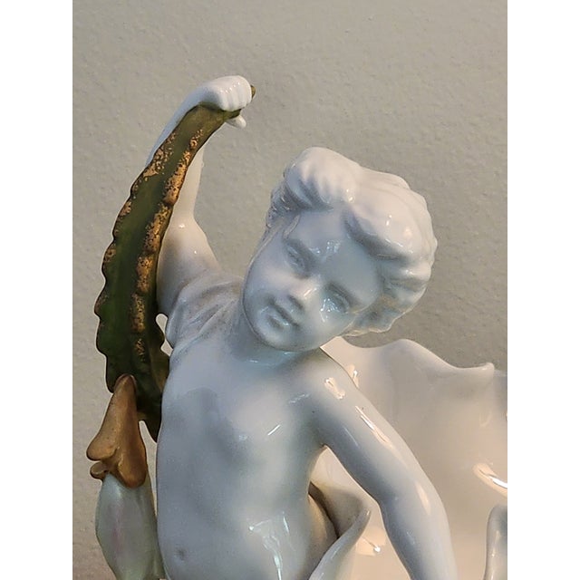 Antique Moore Brothers White Gold Porcelain Cherub Compote Bowl For Sale - Image 4 of 13